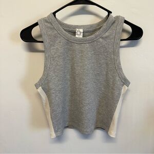 Aerie Heather Gray and White Ribbed Tank Top